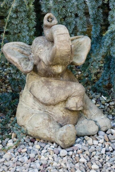 Elephant Sitting Piped Water Feature Statue Spouting fountain Cement
